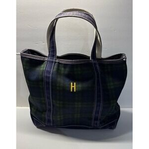 L.L. Bean Boat Bag (16x10) green & blue plaid